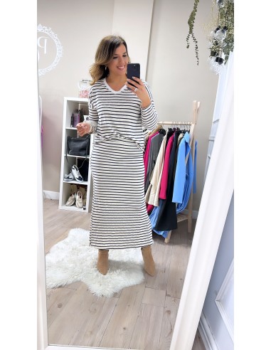 Conjunto rayas falda punto