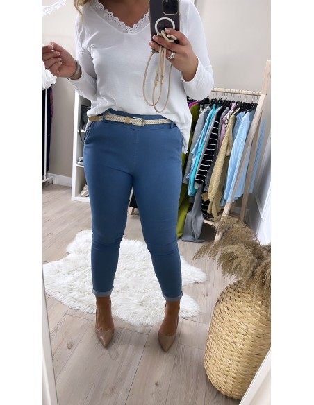 Jeans dobladillo con cinturón