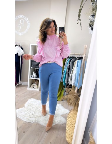 Jeans dobladillo con cinturón