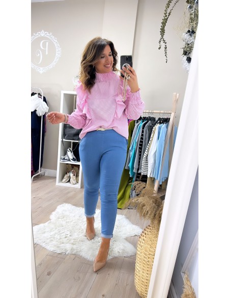 Jeans dobladillo con cinturón