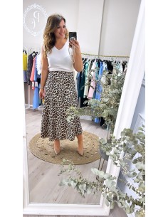 Falda animal print tipo satén
