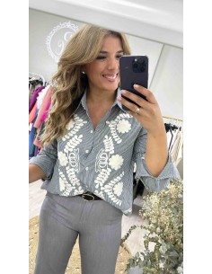 Camisa rayas bordada