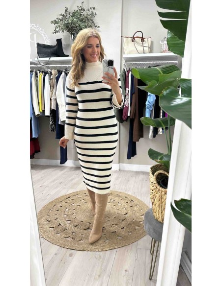 Vestido punto raya