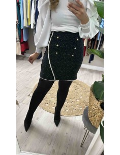 Falda tweed botones dorados