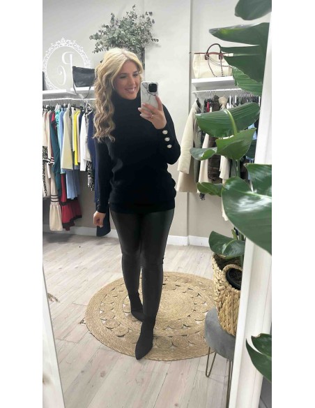 Jersey cuello botones perla