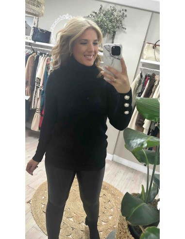 Jersey cuello botones perla