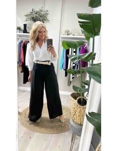 Pantalón cinturón palazzo