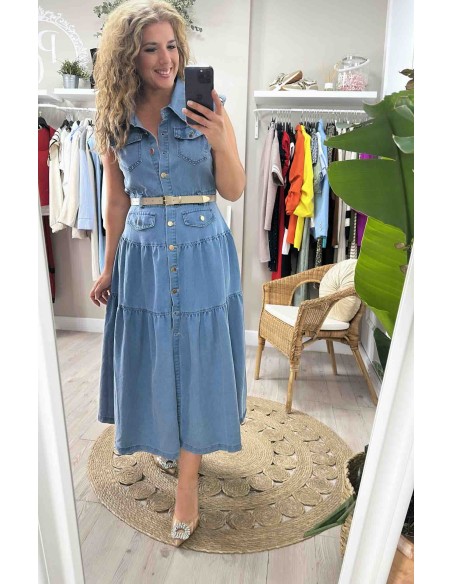 Vestido vaquero cinturón Marisa
