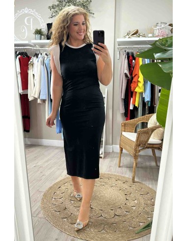 Vestido bicolor hombro