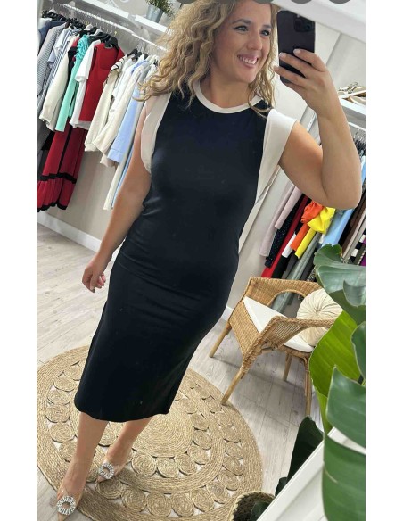 Vestido bicolor hombro