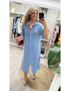 Vestido camisero falso lino