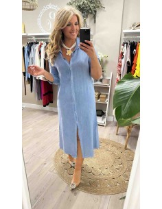 Vestido camisero falso lino 2