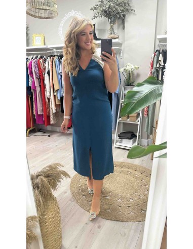 Vestido bicolor hombro