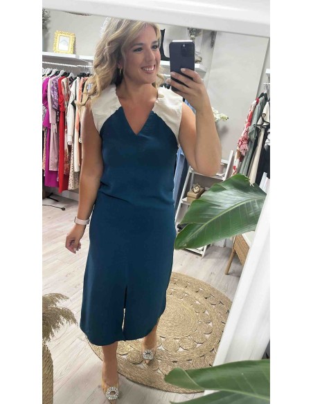 Vestido bicolor hombro