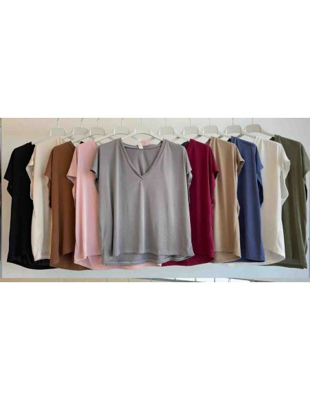 camiseta cuello pico fluida