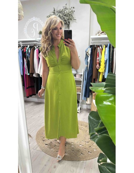 Vestido aperturas abotonado