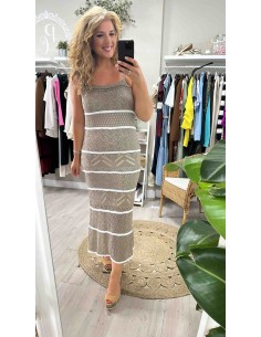 Vestido calado bicolor
