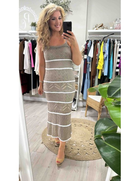 Vestido calado bicolor