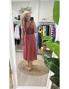 Vestido bicolor botones