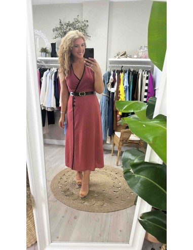 Vestido bicolor botones