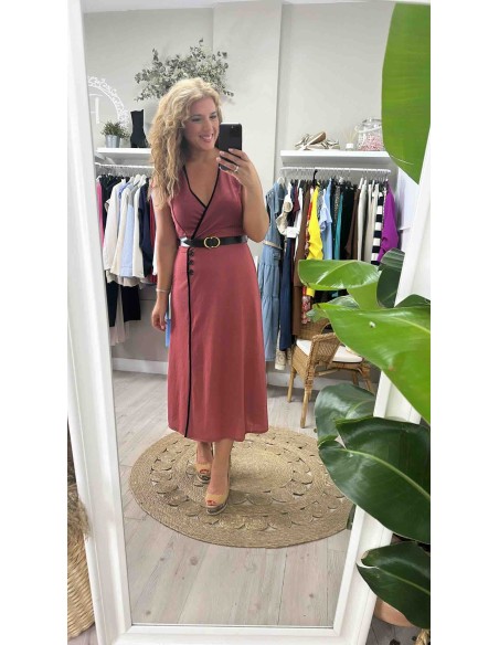 Vestido bicolor botones