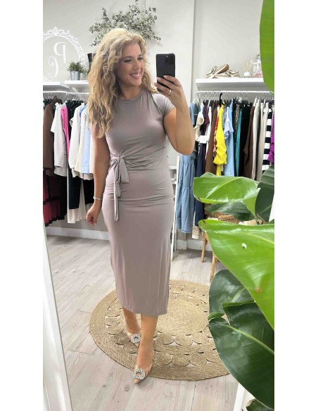 Vestido punto seda lazo