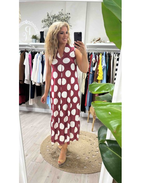 Vestido lunares punto seda