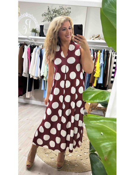 Vestido lunares punto seda