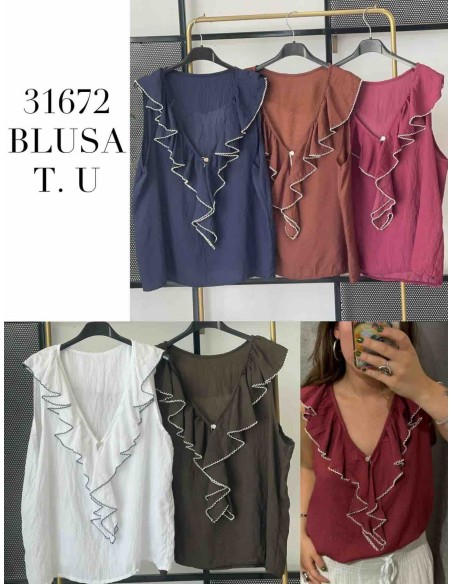 Camisa volante bicolor
