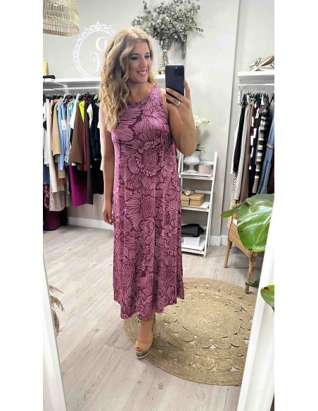 Vestido punto seda flores