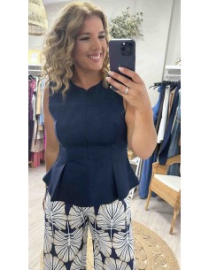 Top peplum marino