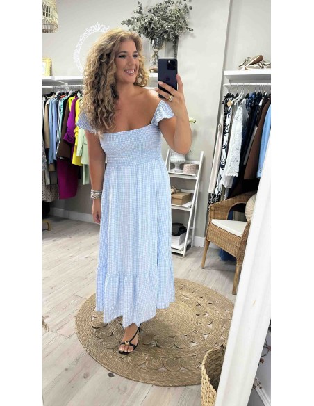 Vestido vichy hombros