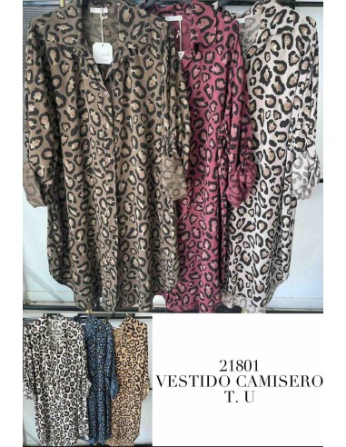 Vestido camisero animal