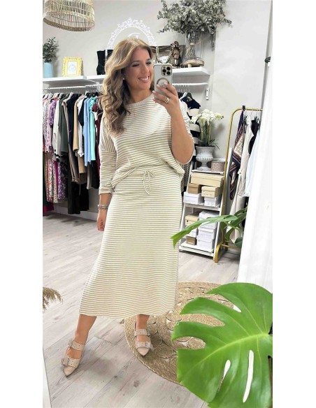 Conjunto punto falda rayas