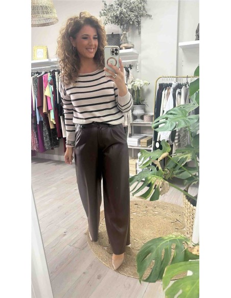 Pantalón polipiel recto