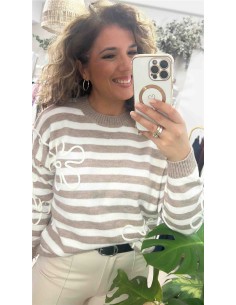 Jersey rayas flor