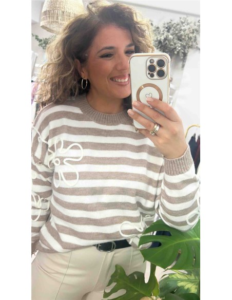 Jersey rayas flor