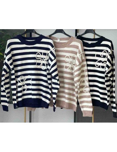 Jersey rayas flor