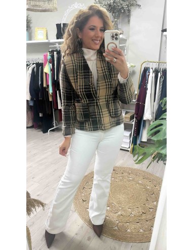 Chaqueta cuadros volante