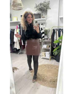 Falda mini polipiel cinturón