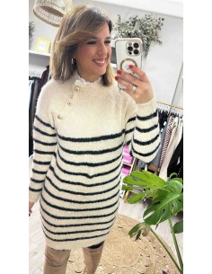 Vestido rayas botones 2