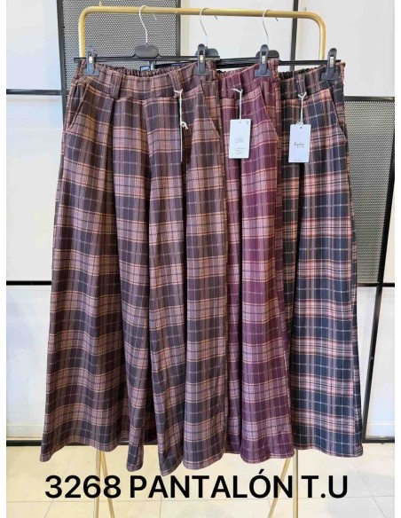 Pantalón ancho cuadros calentito