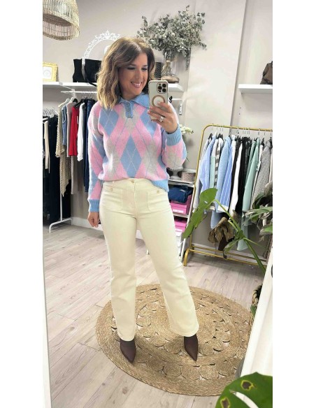 Jersey rombos cuello Marina