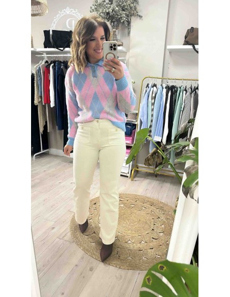 Jersey rombos cuello Marina