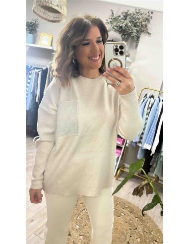 Jersey bolsillo strass