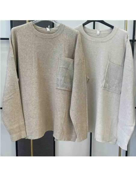 Jersey bolsillo strass