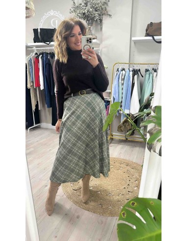 Falda cuadros bolsillos