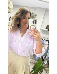 Camisa pico tira bordada