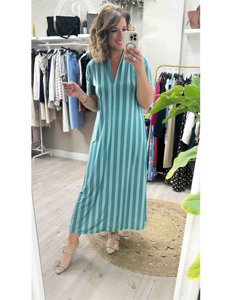 Vestido rayas punto seda