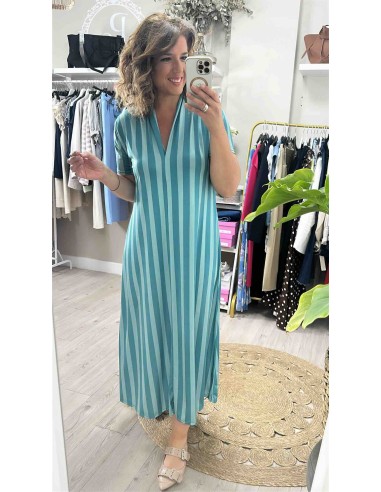 Vestido rayas punto seda